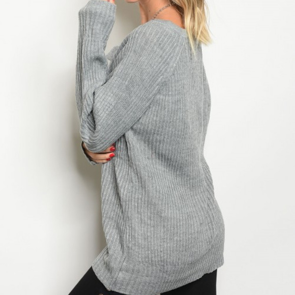 OVERSIZE HEATHER GRAY SWEATER - Picture 2 of 2